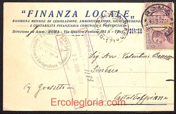 ad7463 - CARTOLINA D'EPOCA - Roma Città - ''Finanza Locale''