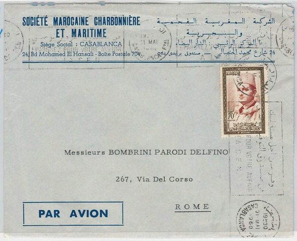 45029 - MAROC Morocco POSTAL HISTORY: RAFFIGAZ Advertisement COVER to ITALY 1960