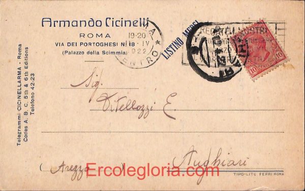 ad7474 - CARTOLINA D'EPOCA - Roma Città - Armando Cicinelli  1922