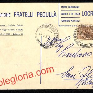 ah9575 - STORIA POSTALE - Reggio Calabria Città - Grafiche Fratelli Pedullà