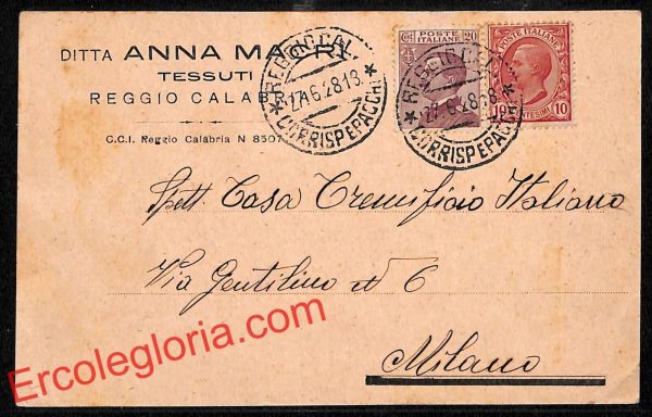 ah9577 - STORIA POSTALE - Reggio Calabria Città - Ditta Anna Macri