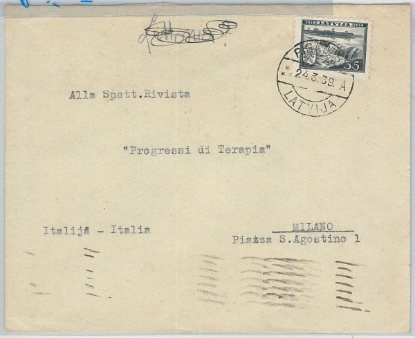 65754 - LATVIA - POSTAL HISTORY - COVER to ITALY - 1939