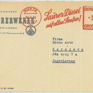 29748 -:AUSTRIA - POSTAL HISTORY - AUTOMATIC postmark on COVER 1960 cars AUTO