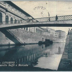 73453  - CARTOLINA d'Epoca: LIVORNO Città -   SCALI SAFFI e MERCATO  1933