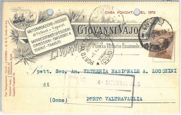 73442  - CARTOLINA d'Epoca: LIVORNO Città - PUBBLICITARIA 1926