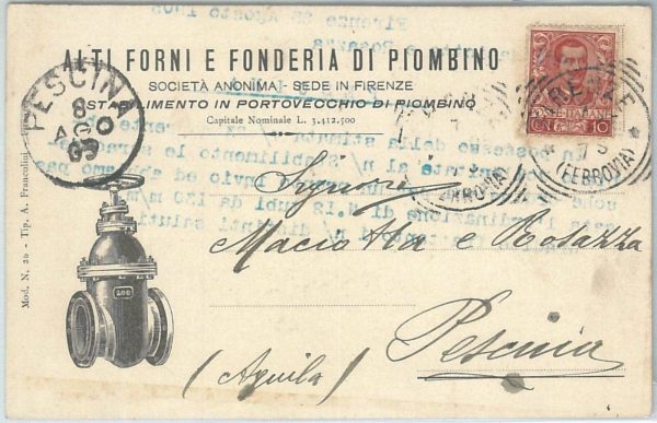 73492 - CARTOLINA d'Epoca: LIVORNO -  PIOMBINO Portovechio PUBBLICITARIA 1905