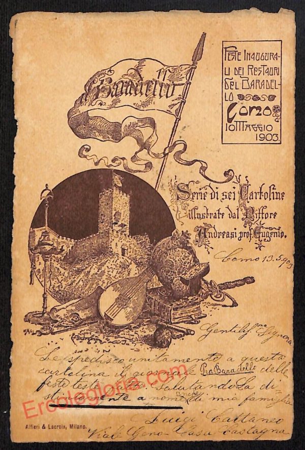 ae5154 - CARTOLINA D'EPOCA - Como Città - Illustratore Andreasi   1903
