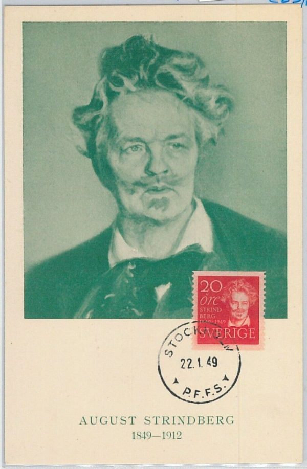 51469 - SWEDEN - POSTAL HISTORY: MAXIMUM CARD - 1949  ART Litterature Strindberg