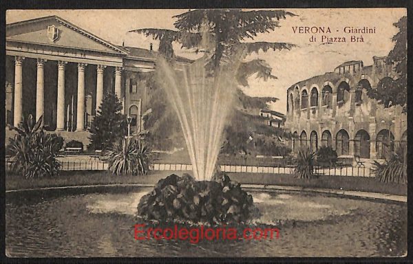 ae2888 - CARTOLINA  D'EPOCA - Verona Città - Giardini di Piazza Brà  1924