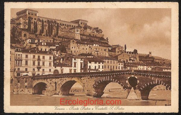 ae2892 - CARTOLINA  D'EPOCA - Verona Città - Ponte  Pietra  1916