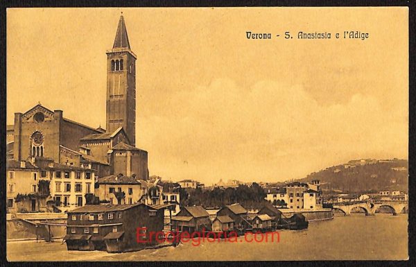 ae2893 - CARTOLINA  D'EPOCA - Verona Città - S. Anastasia e l' Adige