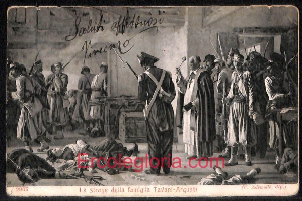 ad7554 - CARTOLINA D'EPOCA - Roma - La strage della famiglia Tavani - Arquti
