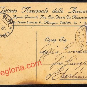 ai1139 - STORIA POSTALE - Rovigo Città - Istituto Nazionale delle Assicurazioni