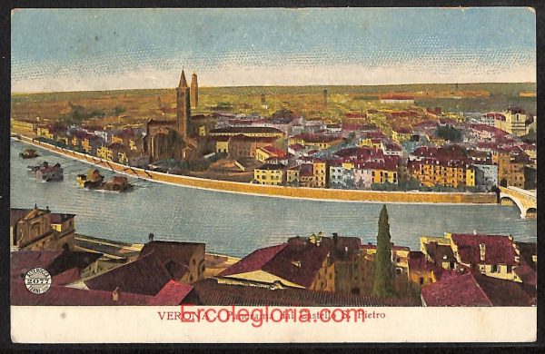 ae2933 - CARTOLINA  D'EPOCA - Verona Città - Panorama dal Castello S. Pietro