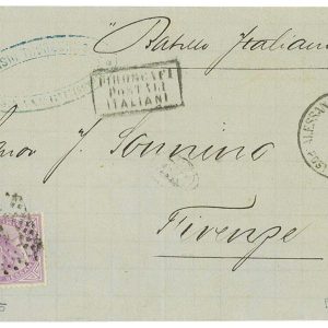 P3196 - DA ALESSANDRIA D’EGITTO A FIRENZE , CON FRANCOBOLLO REGNO SASSONE 21