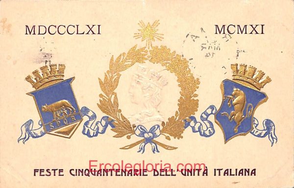 ad7678 - CARTOLINA D'EPOCA- Roma Città - Feste Cinquantenarie del Unità Italiana