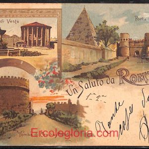 ad7680 - CARTOLINA D'EPOCA- Roma Città - Porta S. Paolo - Tempio di Vespa  1901