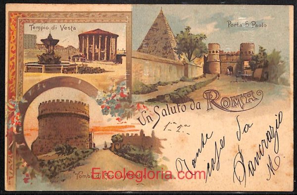 ad7680 - CARTOLINA D'EPOCA- Roma Città - Porta S. Paolo - Tempio di Vespa  1901
