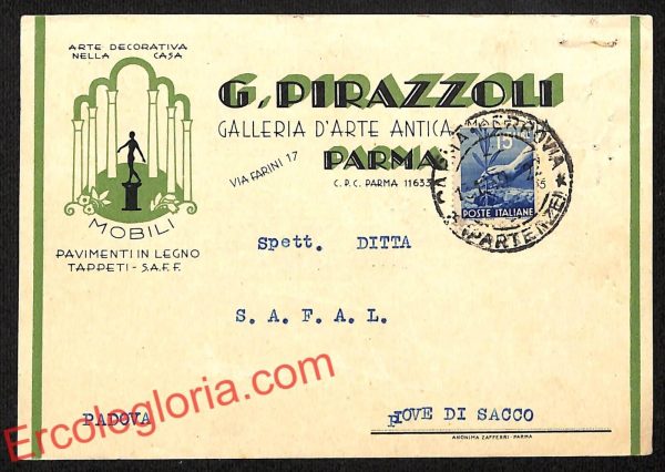ah5554 - STORIA POSTALE - Parma Città - G. Pirazzoli