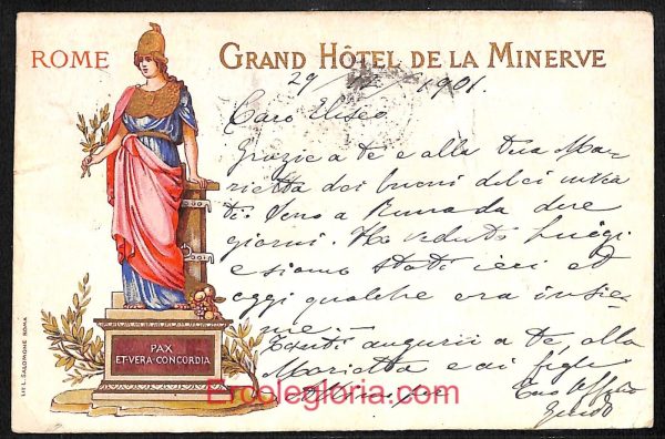 ad7692 - CARTOLINA D'EPOCA- Roma Città - Grand Hotel de la Minerve