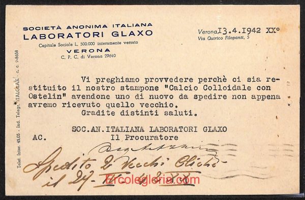ae3020 - CARTOLINA  D'EPOCA - Verona Città - Laboratori GLAXO