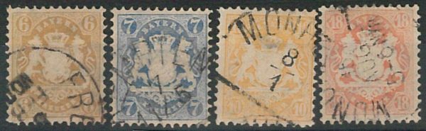66207 - BAYERN - Very Fine USED STAMPS: Michel # 24y 25x  28y 27y