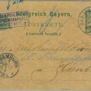 89229 - GERMANY Bayern - Postal History: DOUBLE STATIONERY CARD Bad Aibling 1900