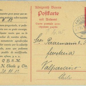 89230 - GERMANY Bayern - Postal History - ADVERTISING STATIONERY CARD to CHILE