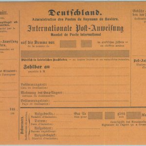 89302 - GERMANY Bayern - Postal History - STATIONERY International Money Order