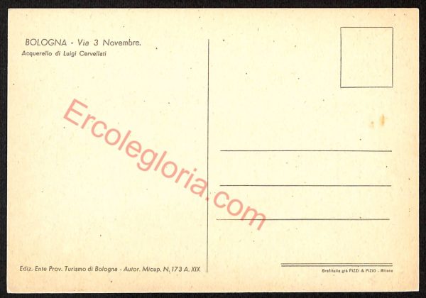 ae2135 - CARTOLINA  D'EPOCA - Bologna Città - Acquerello di Luigi Cervellati - immagine 2