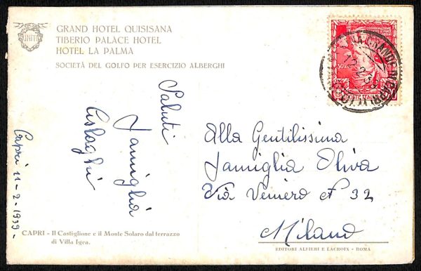 ab8287 - CARTOLINA  D'EPOCA - Napoli  Provincia  - CAPRI  1939