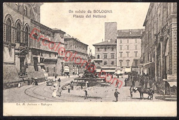 ae2160 - CARTOLINA  D'EPOCA - Bologna Città - Piazza del Nettuno  1908