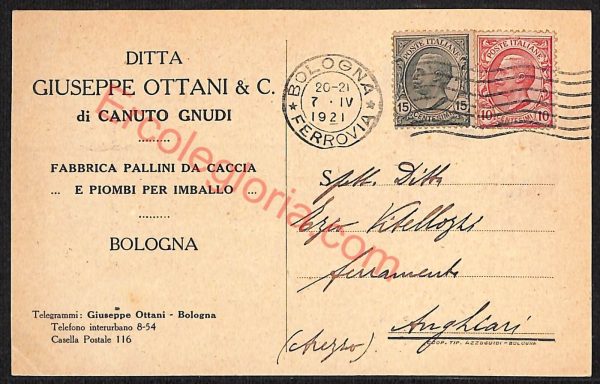 ae2168 - CARTOLINA  D'EPOCA - Bologna - Ditta Giuseppe Ottani di Canuto Gnudi