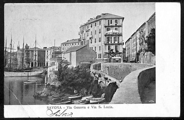 ab7019  -  CARTOLINA  D'EPOCA - Savona Città - Via Genova e Via S. Lucia