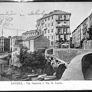 ab7023  -  CARTOLINA  D'EPOCA - Savona Città - Via Genova e Via S. Lucia