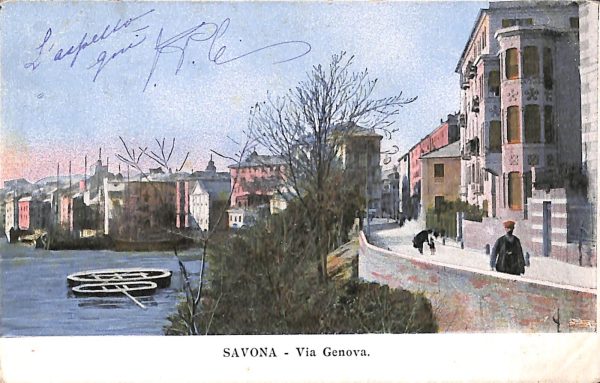 ab7036  -  CARTOLINA  D'EPOCA - Savona Città - Via Genova