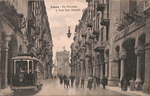 ab7037  -  CARTOLINA  D'EPOCA - Savona Città - Torre Leon Pancaldo 1915