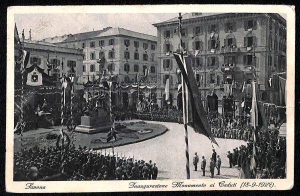 ab7044  -  CARTOLINA  D'EPOCA - Savona Città - Monumento ai Caduti 1928