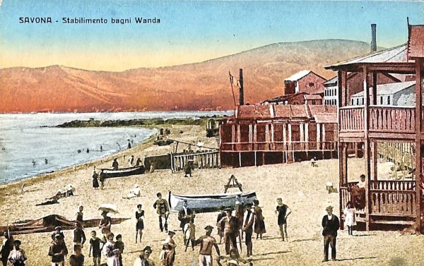ab7093 -  CARTOLINA  D'EPOCA - Savona Città - Stabilimento bagni Wanda