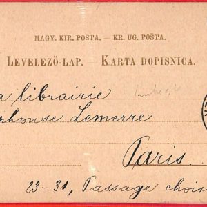 aa2027  - HUNGARY Ungarn - POSTAL HISTORY -  STATIONERY CARD to FRANCE  1893