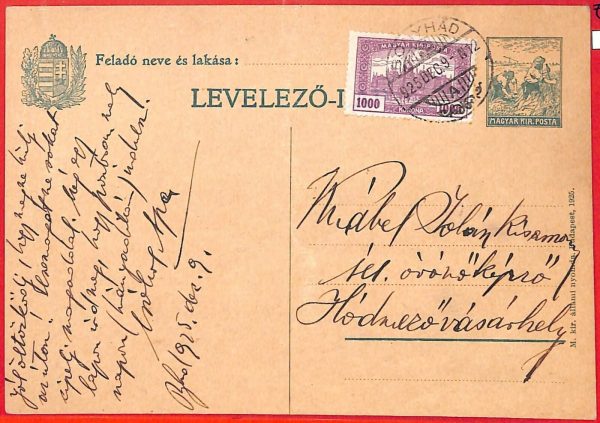 aa2035  - HUNGARY Ungarn - POSTAL HISTORY -  STATIONERY CARD - 1925