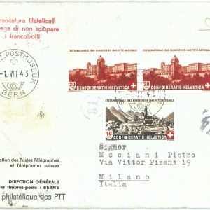 70131 -  SWIZZERLAND -  POSTAL HISTORY -  censored COVER to ITALY 1943