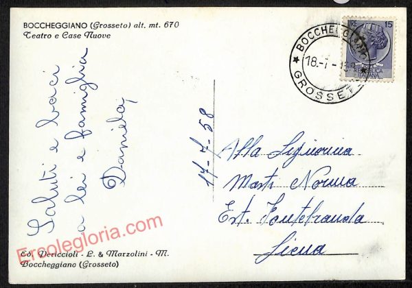 ag2050 - CARTOLINA D'EPOCA - Grosseto Provincia - Boccheggiano   1959 - immagine 2