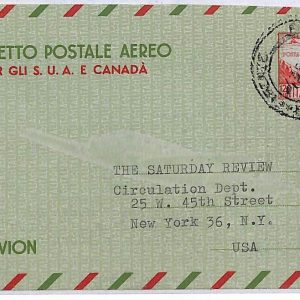 P0868 - ITALIA - Storia Postale - AEROGRAMMA #2b /2a scritto da IRVING STONE
