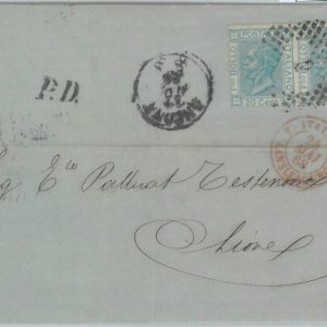 82426  - ITALIA REGNO - STORIA POSTALE:  L26 COPPIA su BUSTA da ANCONA a LION