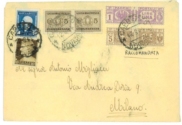 P3094 - ITALIA LUOGOTENENZA , BELLA LETTERA IN TARIFFA , PER PACCHI, SEGNATASSE,