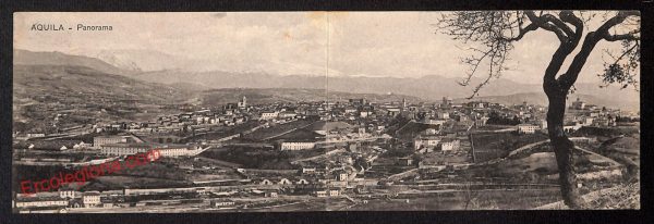ag5441 - CARTOLINA D'EPOCA DOPPIA  - L'Aquila Città - Panorama  1917