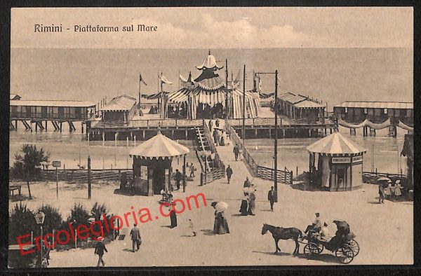 ai0817 - CARTOLINA D'EPOCA - Rimini Città - Piattaforma sul Mare