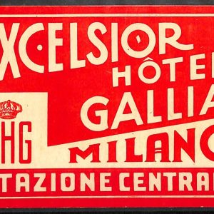 ad0380 - Etichetta Hotel D'epoca - EXCELSIOR HOTRL GALLIA MILANO