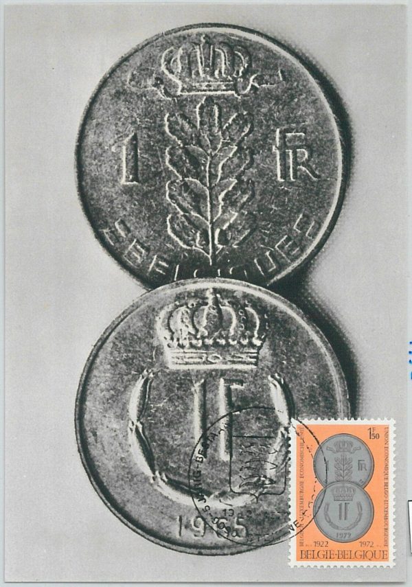 63446 -  BELGIUM - POSTAL HISTORY: MAXIMUM CARD 1972 -  COINS